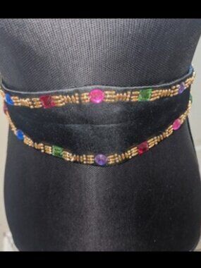 Womens Vintage 80s Beaded Belt Cummerbund